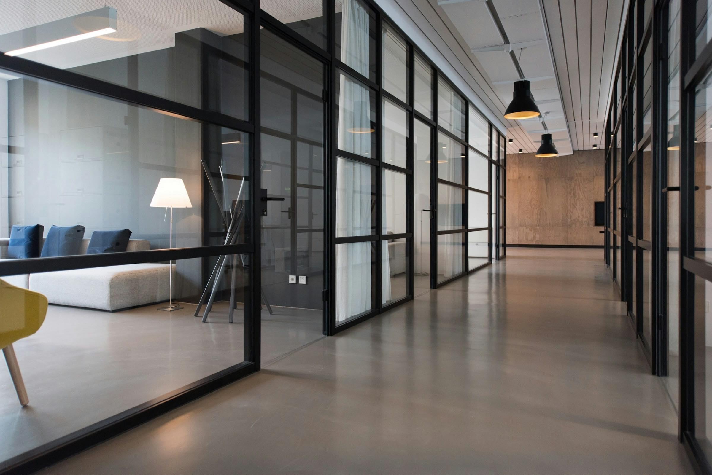 Modern enterprise office with global technology teams collaborating
